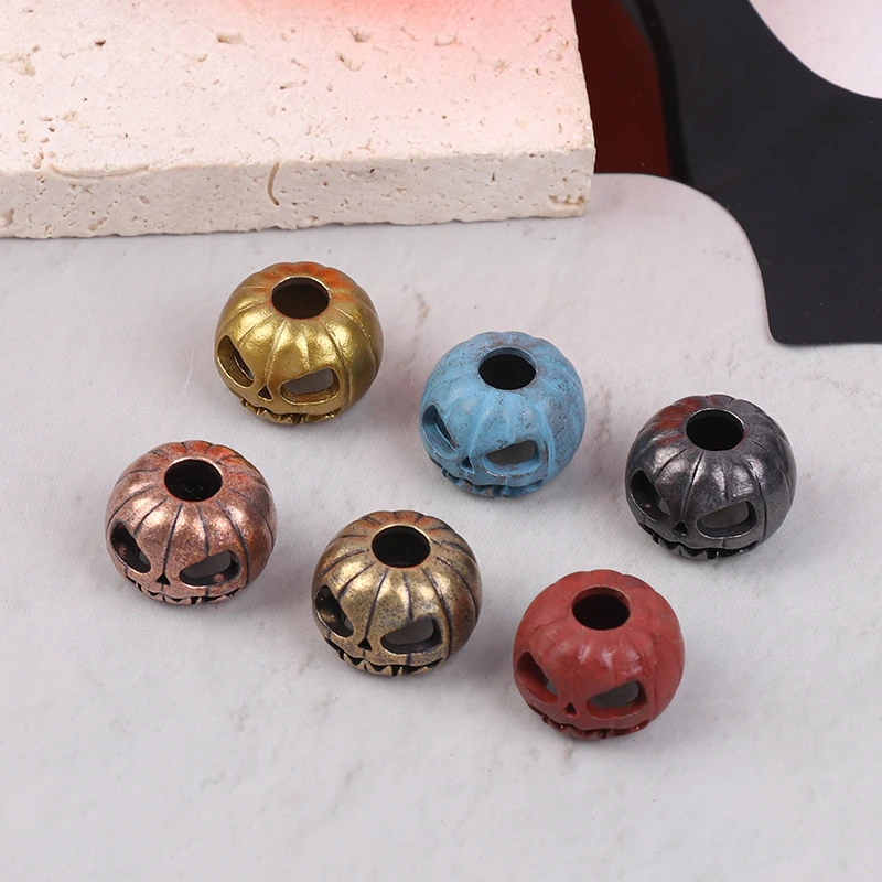 Halloween Pumpkin Skull Face Lantern EDC Brass Knife Beads Umbrella Rope DIY Woven Lanyard Pendants Outdoor Tool Hangings image 2