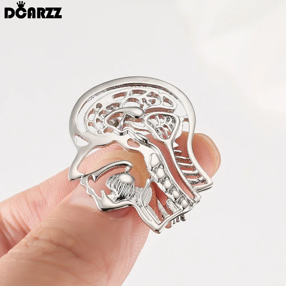 DCARZZ Medical Skull Anatomy Hollow Pin Otolaryngology Brain Brooch Jewelry Backpack Lapel Badge for Doctor Nurse Simple Gifts