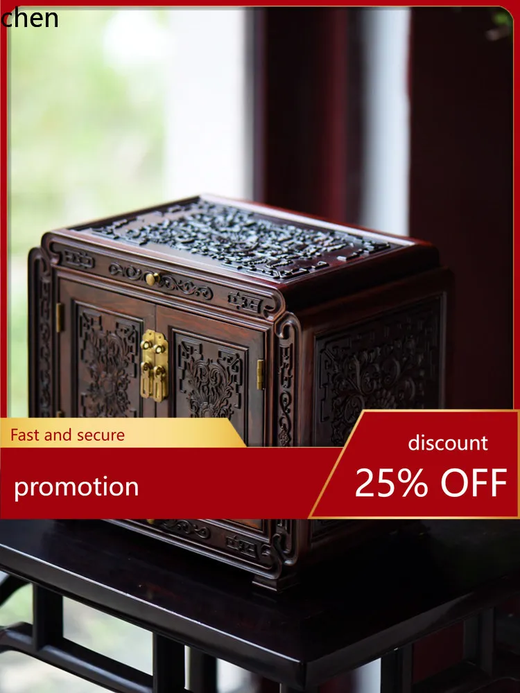 Cz red rosewood passionflower scroll pattern mortise and tenon jewelry storage box  wedding dressing box mahogany treasure