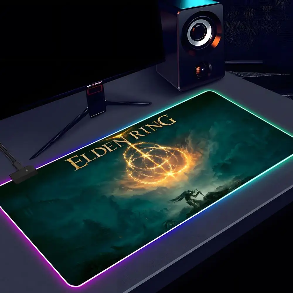 EldenS R-RingS Mouse Pad RGB Rubber Antislip Keyboard Pad 40x90cm Mousepad Gaming Accessories XXL Office Computer Mat