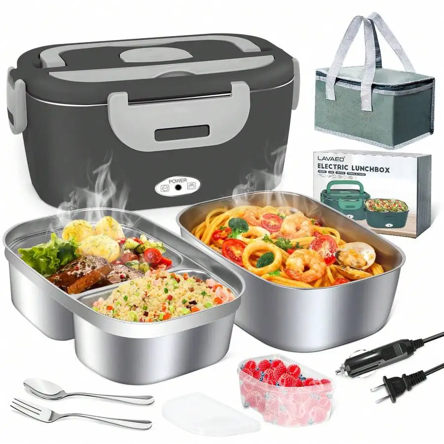 Adult Electric Heated Lunch Box - Portable Food Heater, Quick Heating, 1.5-Liter Electric Heated And Insulated Box, Including Fu