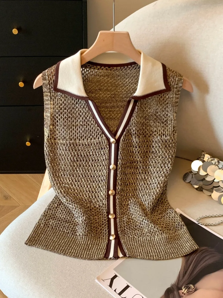 

Ele Hollow out Ne Svel Knitwear Women's Summer 2025 New Sle Faionable High-End Sensation Beautiful Outer...