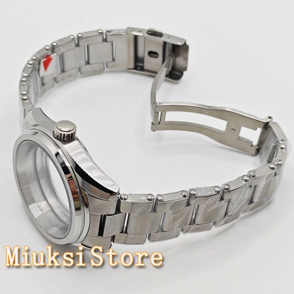 38mm silver solid stainless steel watch case sapphire glass fit NH35 NH36 NH34 NH38 NH70 NH72 ETA2824 PT5000 movement