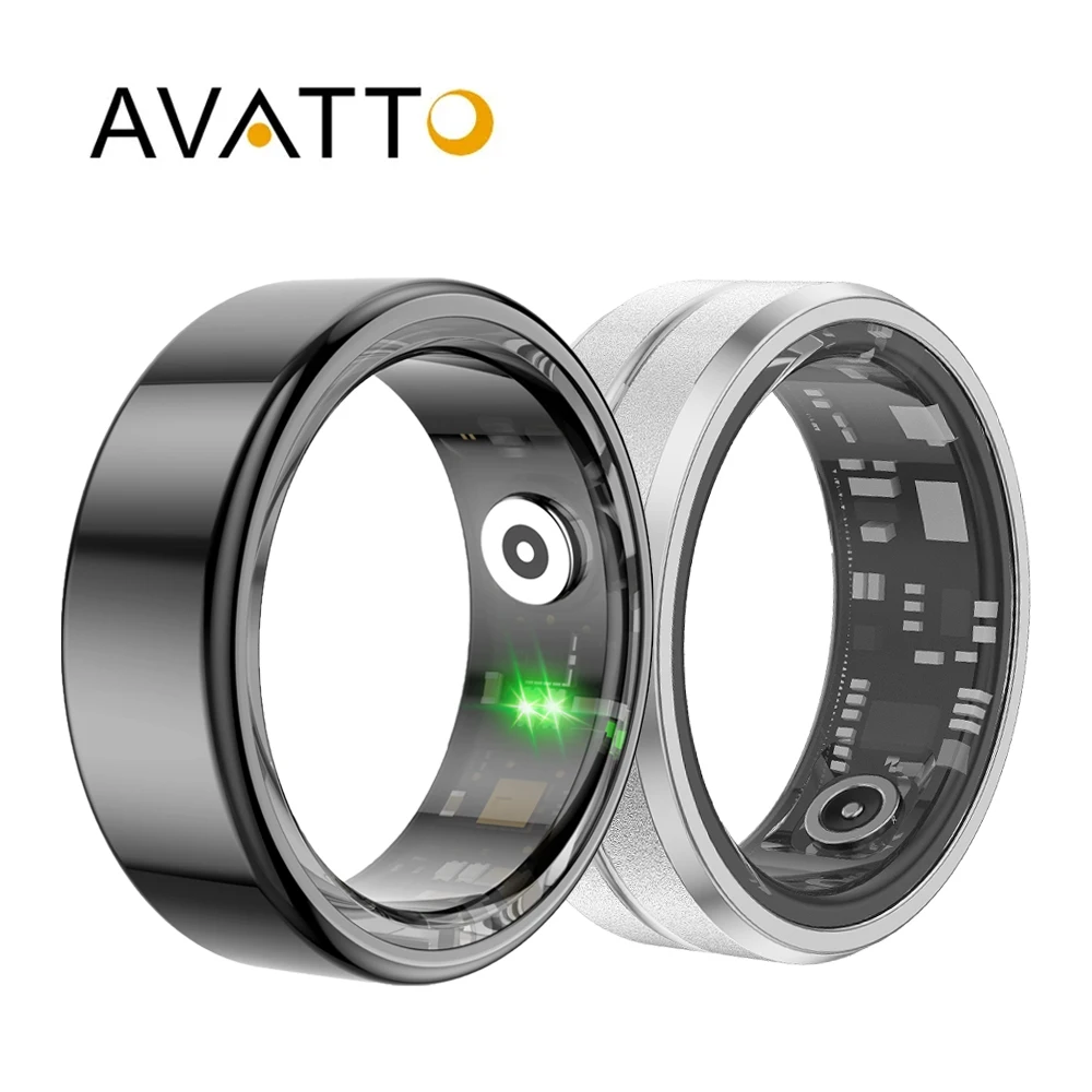 AVATTO Smart Ring Bluetooth 5.1 Personalize Health Monitor Blood Pressure Oxygen Sleep Heart Rate Unisex Finger Rings Gifts