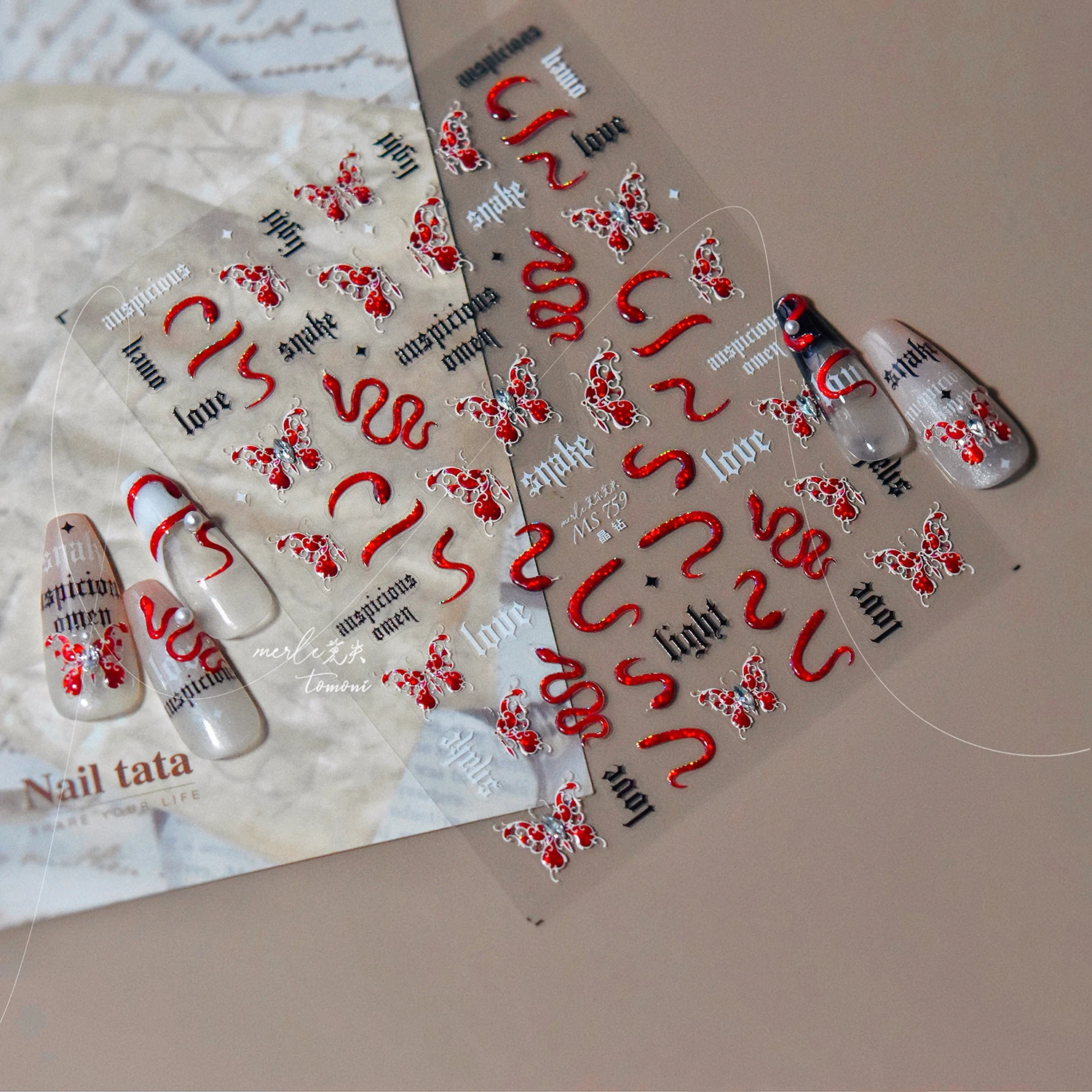 5D Colorful Butterfly Nail Stickers with Embossed Color Laser Stickers Adhering to Nail Art Decorations Pressing on Nails