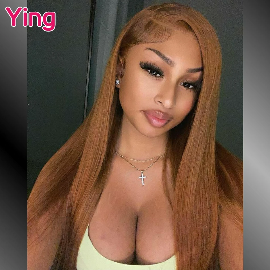 Brown Coffee Colored 4x4 5x5 Closure Human Hair Wig Bone Straight Brazilian PrePlucked 13x6 Lace Frontal Wigs For Black Women