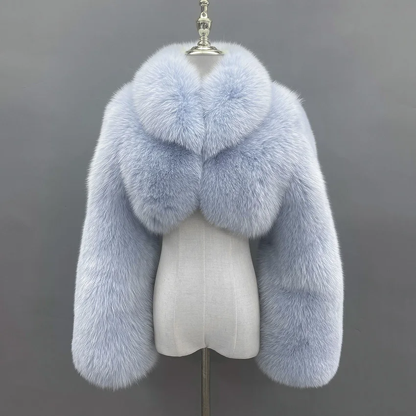 JANEFUR Women Real Fox Fur Short Coat Natural Fur Coats Girls Party Jackets Y2K Winter Lady Fox Fur Top Custom JFB1-23014
