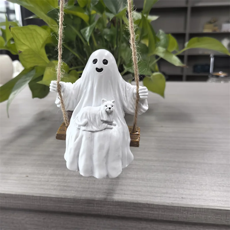 Halloween Swing Ghost Pendant Suitable For Gardens And Home Outdoor Trees Weird Hanging Decoration Ornament