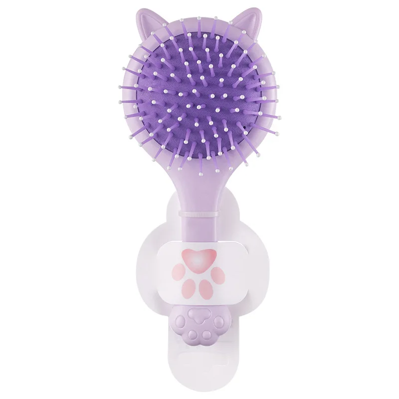 Mini Cat Ear Massage Airbag Hair Brush With Makeup Mirror Cartoon Hairdressing Comb For Girls