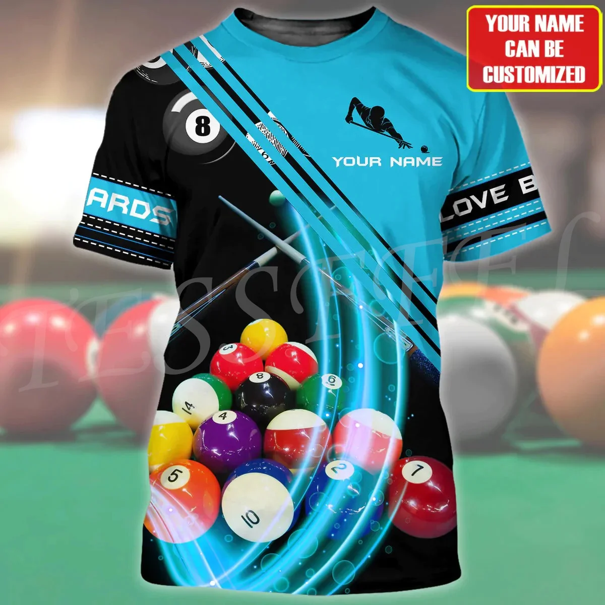 اسم مخصص الرياضة البلياردو لاعب الكرة الوشم ريترو الصيف Harajuku 3DPrint الشارع الشهير تي شيرت للجنسين س الرقبة قصيرة الأكمام F6 #1
