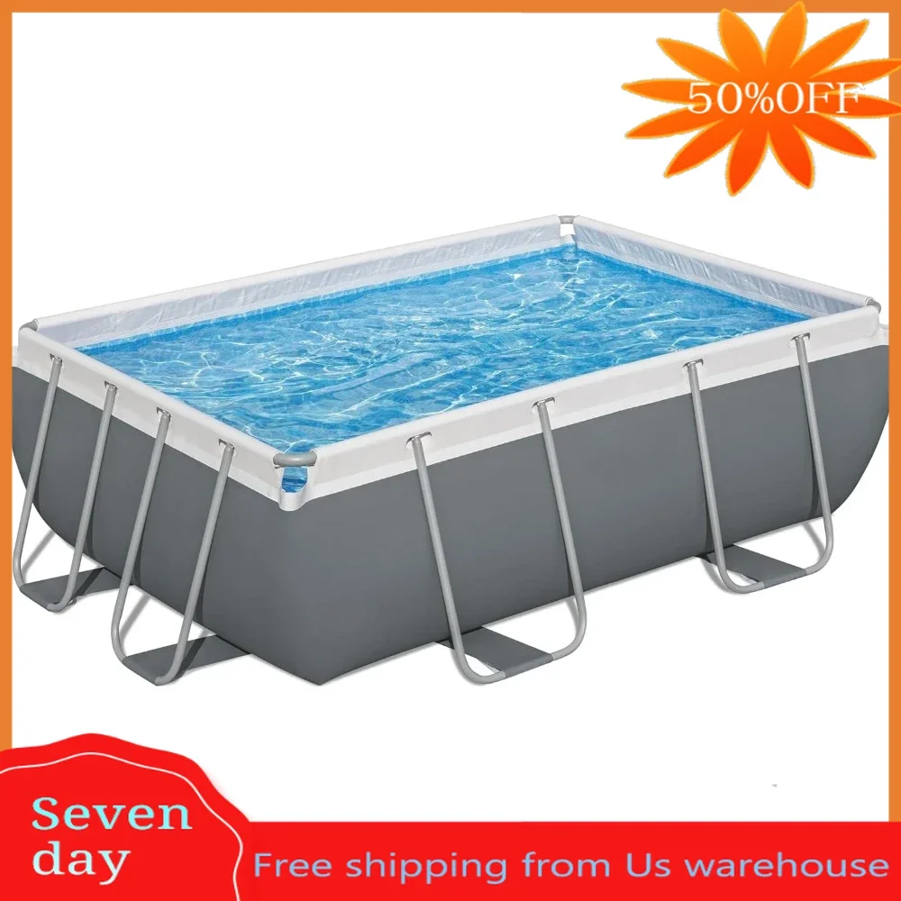 Above Ground Pool Set Gallons,Rectangular Outdoor Family Pool,Corrosion Puncture Resistant,Includes Dispenser,Filter Pump