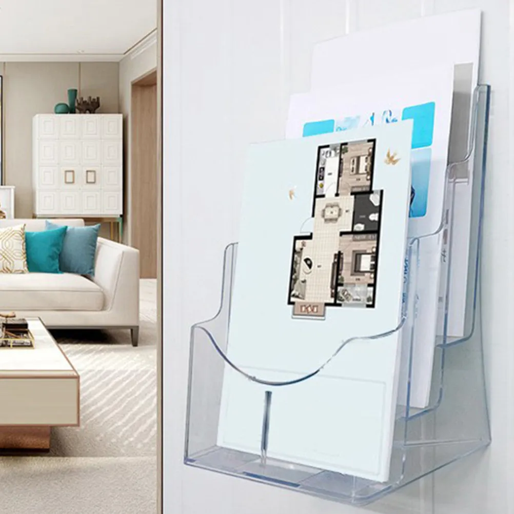 

Набор из 2 прозрачных подставок для документов, 4-уровневая подставка для брошюр, пластиковая стойка для журналов для офиса и дома, держатель для листовок