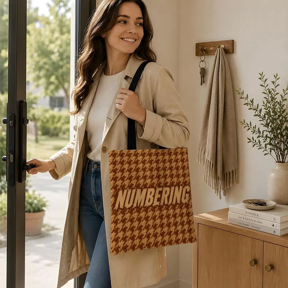 Brand NUMBERING Storage Bags Durable Canvas Shoulder Tote Versatile for School Commuting Shopping Travel