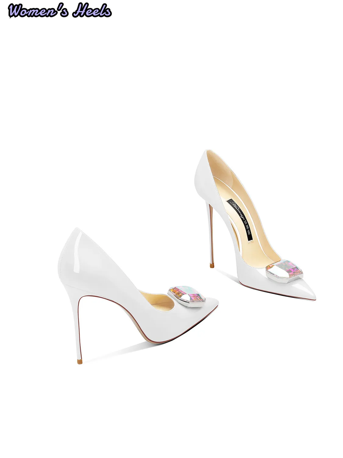 White Patent Leather High Heels Pointed Toe Stiletto Heels Women Fashion Elegant Shoes