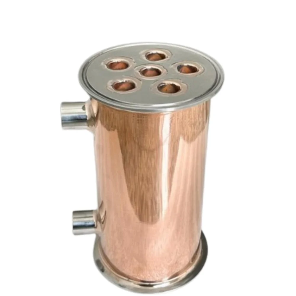 

Clamp 3"(76mm) OD91mm Copper Condenser,Reflux,Dephlegmator With 1/2" Female Thread For Homebrew Length 200mm，9 Pipes 8mm