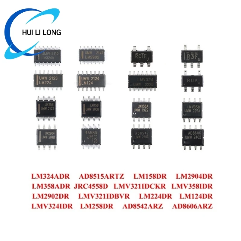 100Pcs/5pcs LM324ADR LM258DR LM158DR LM2904DR LM358ADR JRC4558D LM224DR LM124DR LM2902DR LMV321IDBVR LMV321IDCKR LMV358IDR