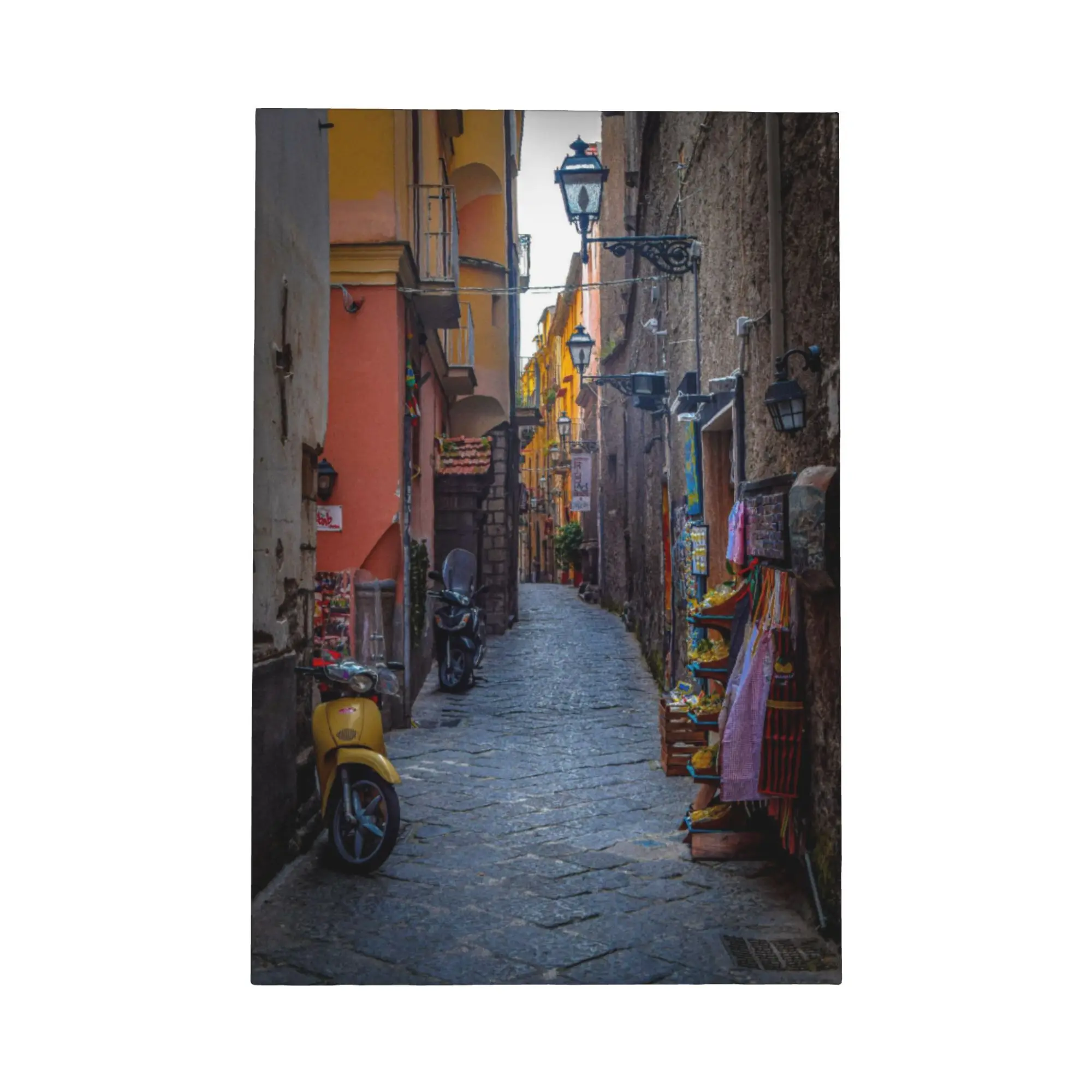 Nápoles cidade velha itália arte de parede em tela, impressão histórica de rua mediterrânea, decoração de parede de paisagem urbana, arte de ponto de referência europeu