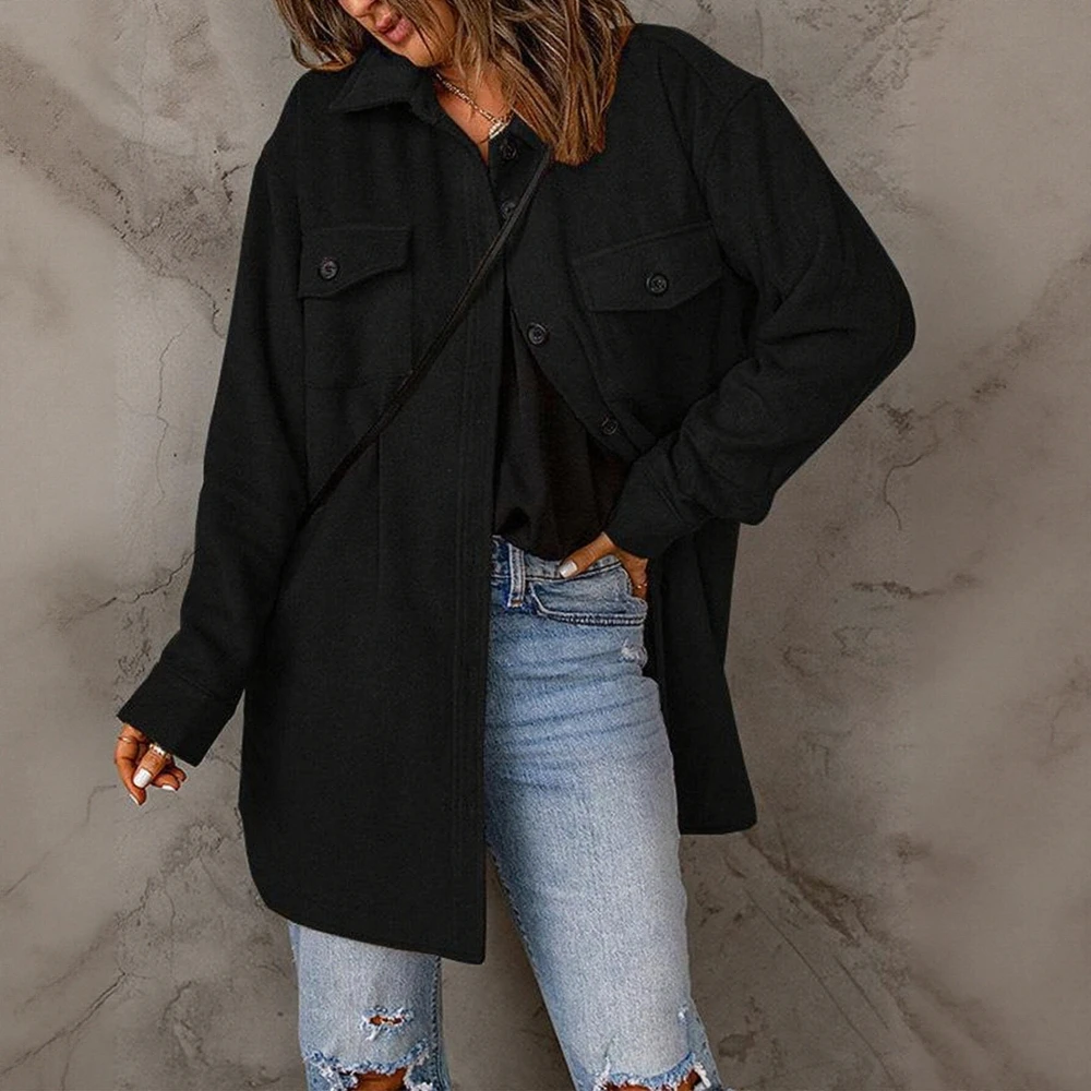 

Women's Plaid Button Front Long Sleeve Jacket Autumn Fashion Regular Fit Office Lady Coat with Lapel