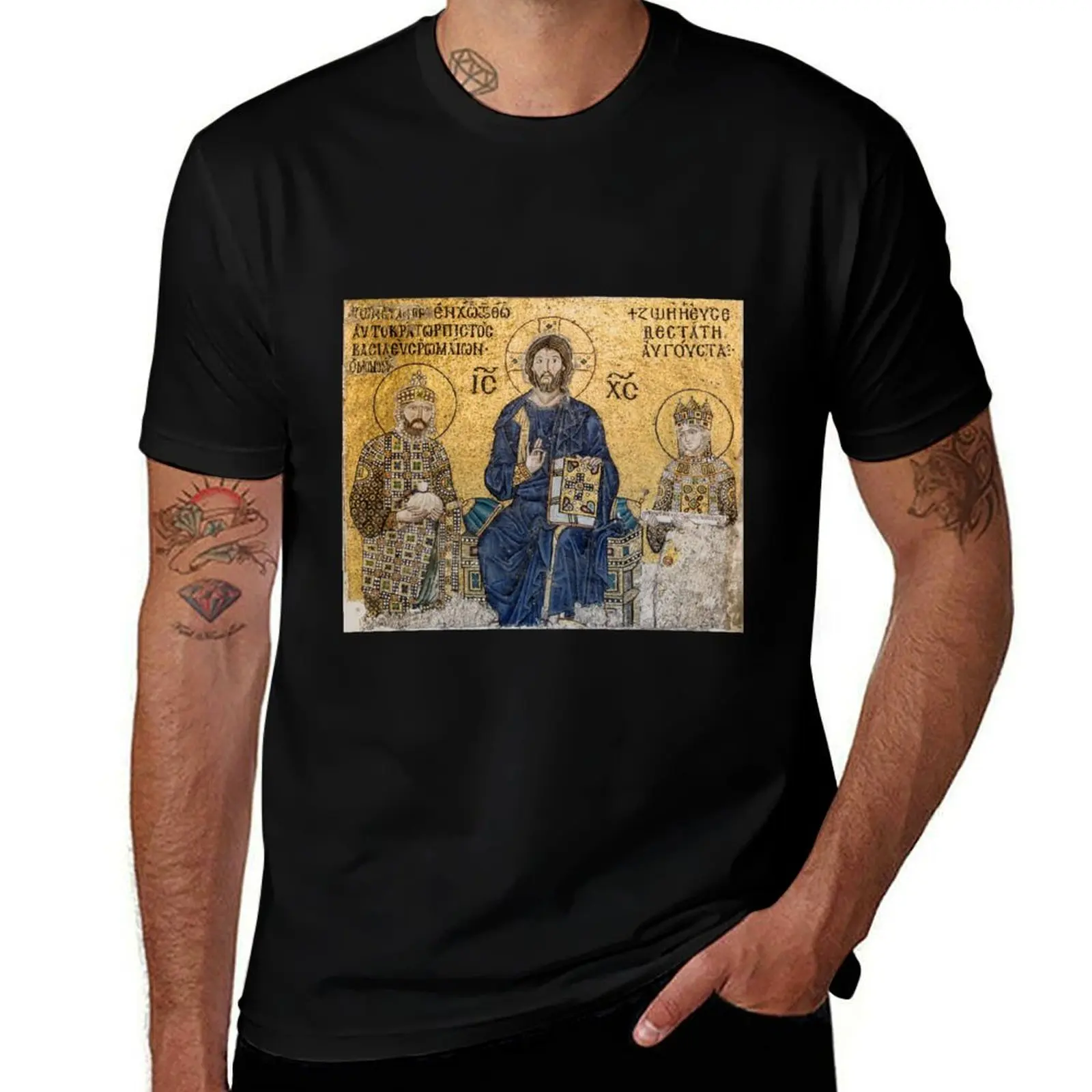 Jesus Christ Pantocrato mosaic in Hagia Sophia, Istanbul T-Shirt All Match Print Short Sleeve Top