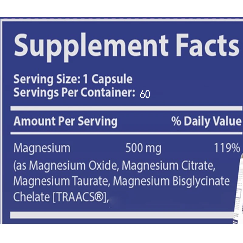 Magnesium Compound Supplement, 5-in-1 Diglycine, Oxide, Taurine, Citric Acid, Suitable for Leg Spasms