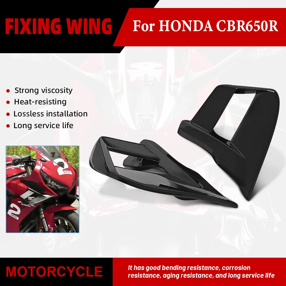 

Suitable for Honda CBR650R 2019-2023 Motorcycle Front Aerodynamic Wing Fixed Wing Spoiler Wing Deflector Side winglet