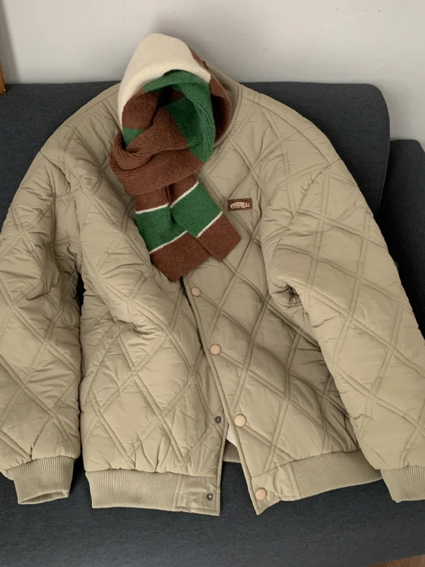 

Men's Winter Thickened Cotton Jacket Baseball Style Fleece Lined Fashionable City Casual Long Sleeve Zipper Closure Coat