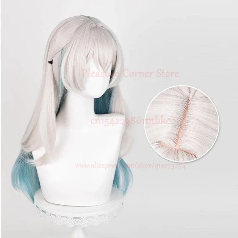 Peluca de Cosplay Honkai Star Rail Firefly, peluca larga y recta de 67cm, pelucas de Anime, pelucas de Cosplay de Firefly sintéticas resistentes al calor #   1 #   W.