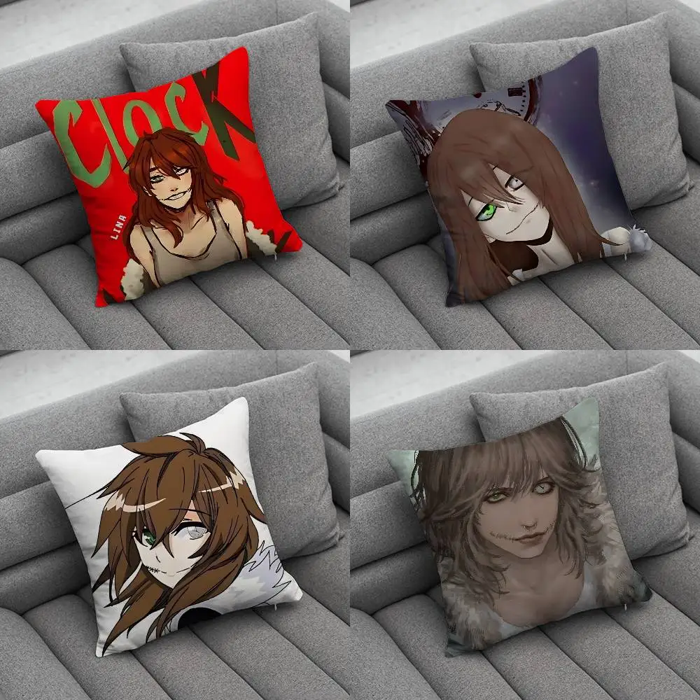 C-Creepypasta Clockwork Print Pattern Sofa Cushion Cover Pillowcase Home Party Car Bedding