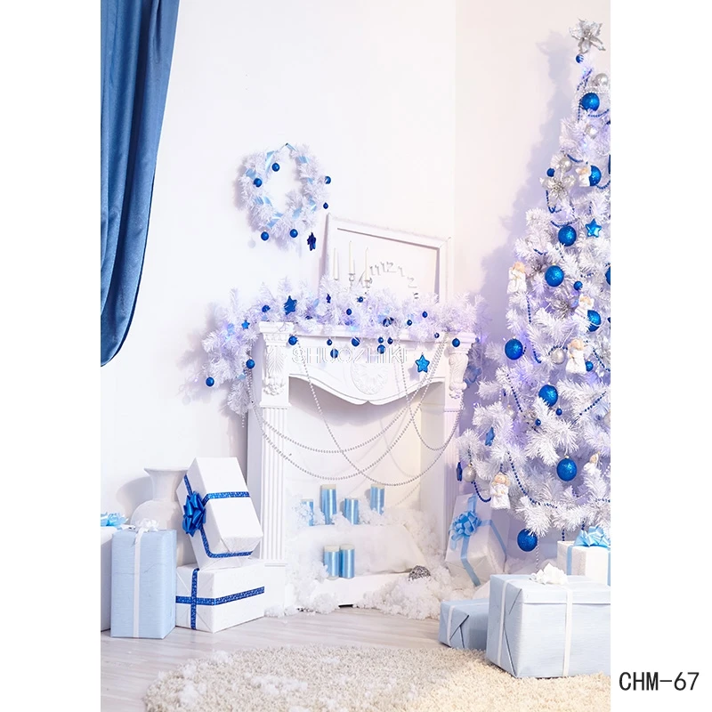 Foto realistische Stoff Weihnachten Tag Fotografie Hintergründe Prop Weihnachts baum Kamin fotografischen Hintergrund Stoff CHM-019
