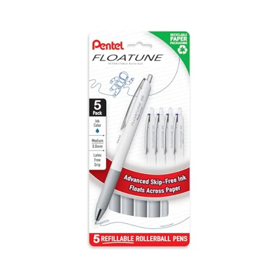 

Floatune Retractable Rollerball, 0.8mm Medium Point, Ink, 5-pk BY208PF5C