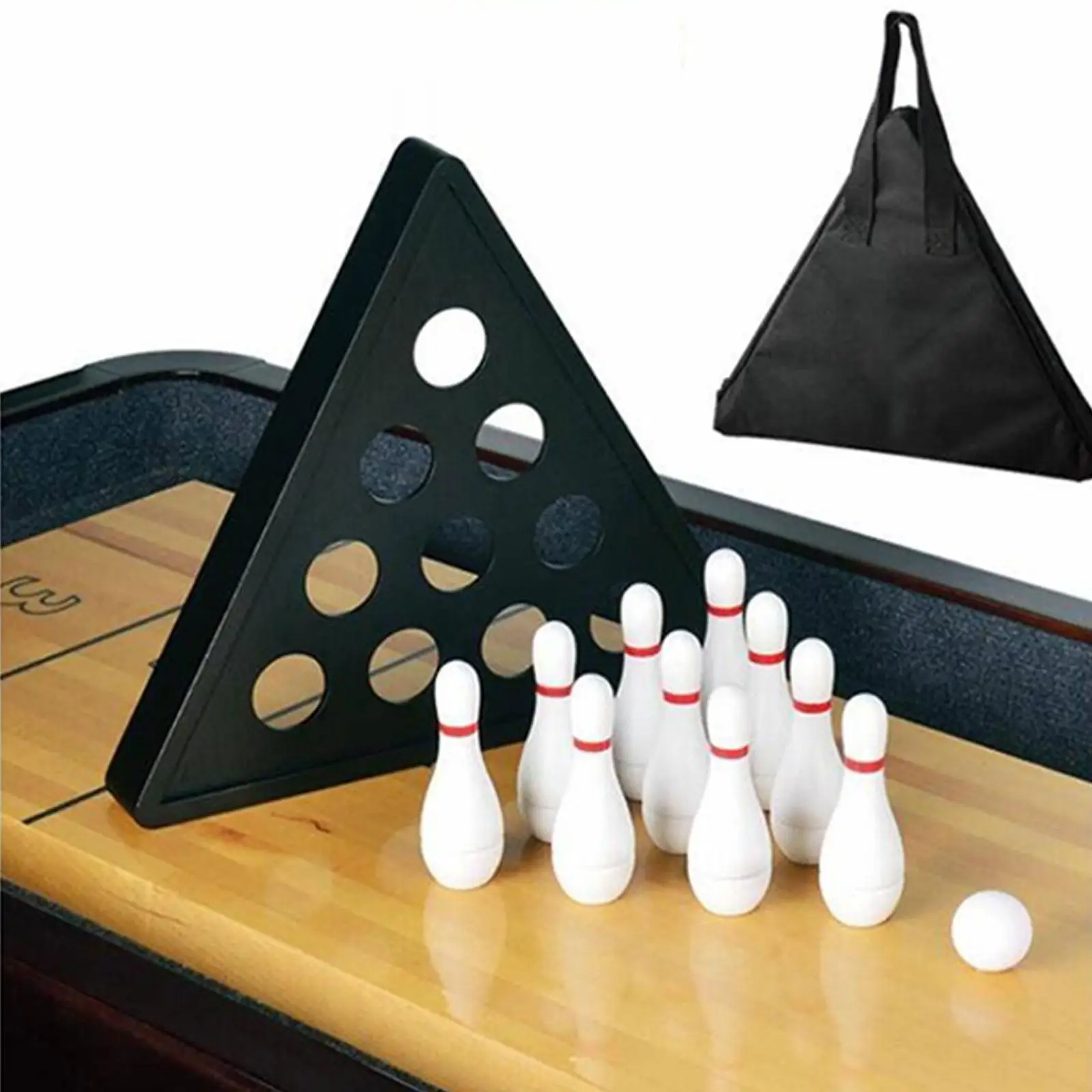 

Tabletop Shuffleboard Bowling Pins Set Bowling Game Bowling Ball Triangular Pinsetter Kids Bowling Toys for Family Game Gift