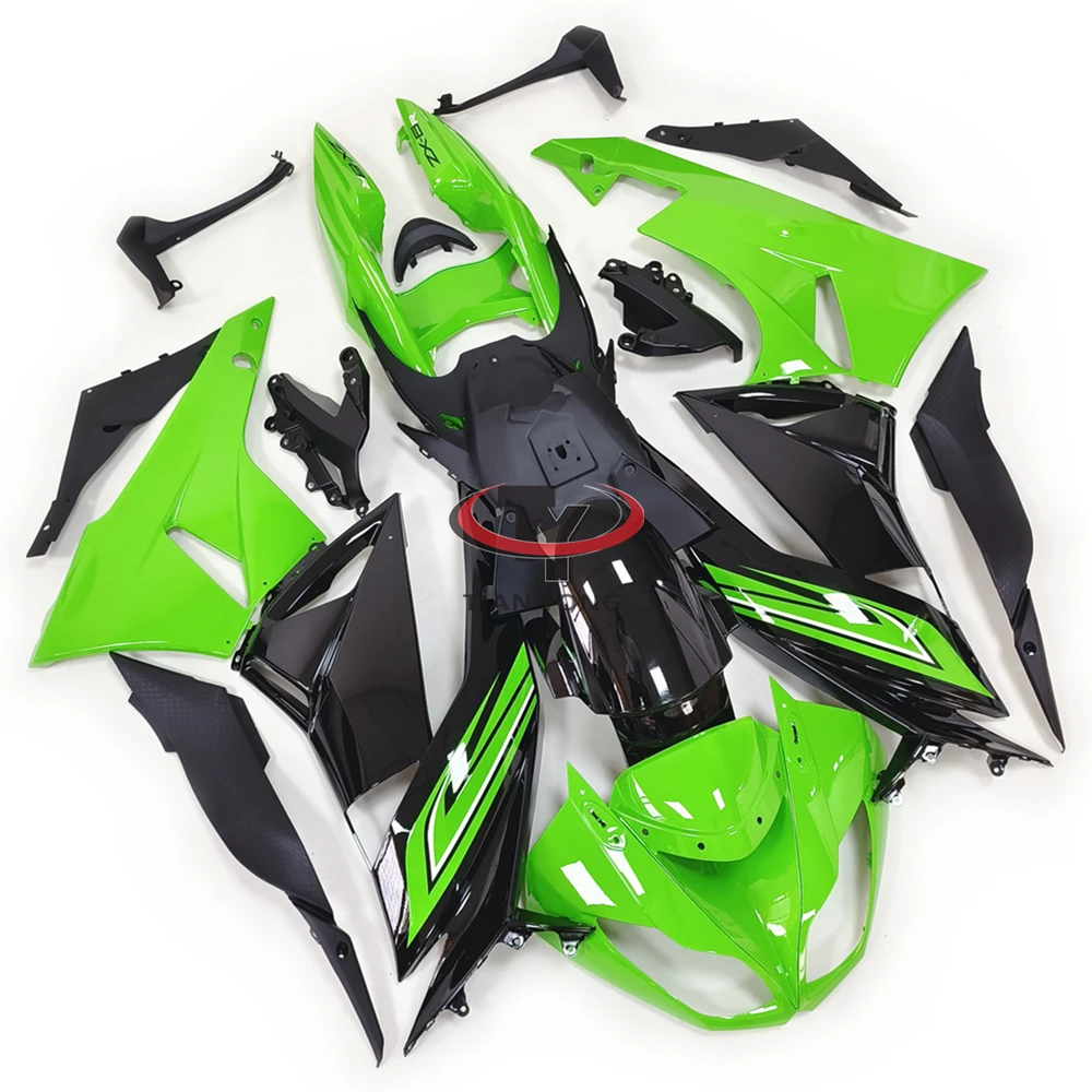 Green and black glossy lines craftsmanship For Kawasaki ZX6R 2009-2010-2011-2012 ZX 6R 636 Full Fairing Kit Bodywork Cowling