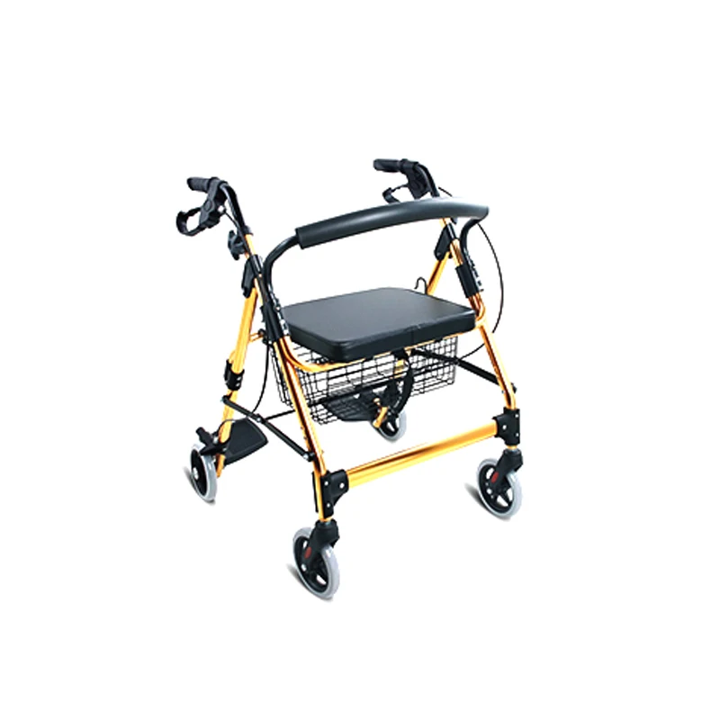 Directional vertical folding walker Back upright rolling mobile walker with seat padding and armrests