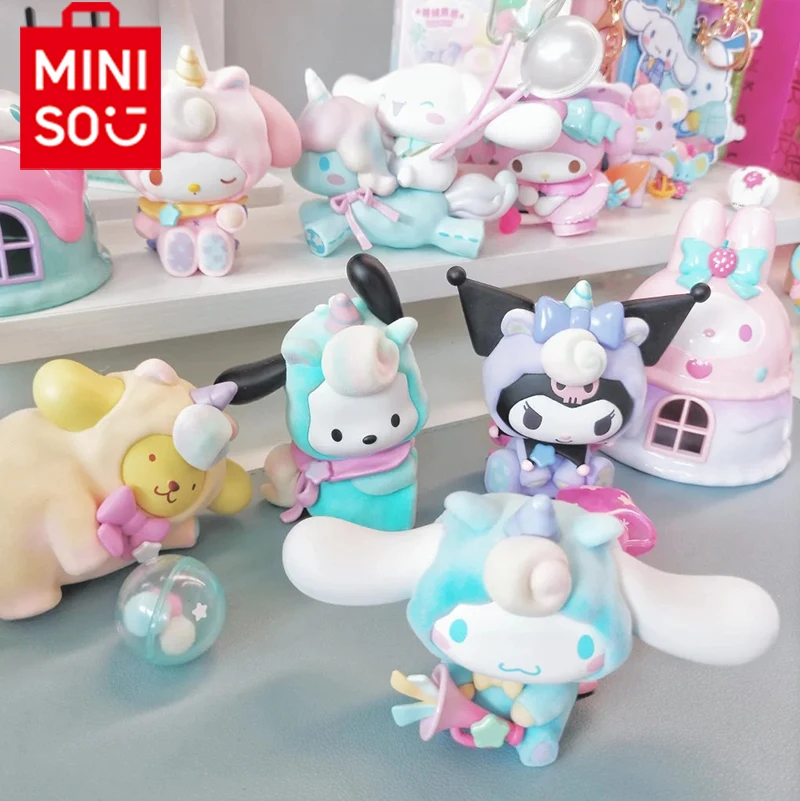 Miniso X Sanrio Blind Box Fantasy Paradise Series Cinnamoroll My Melody Pochacco Pompom Purin Little Twin Star Figurine Toy Gift