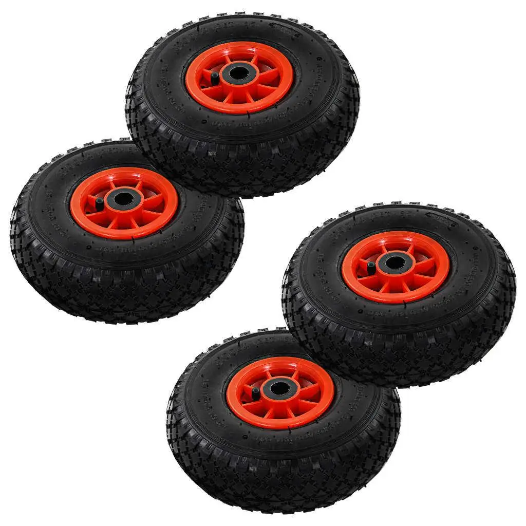 Set of 4 Rubber Sack Truck Wheels 3.00-4 (245x82) for Hand Trolleys & Barrows