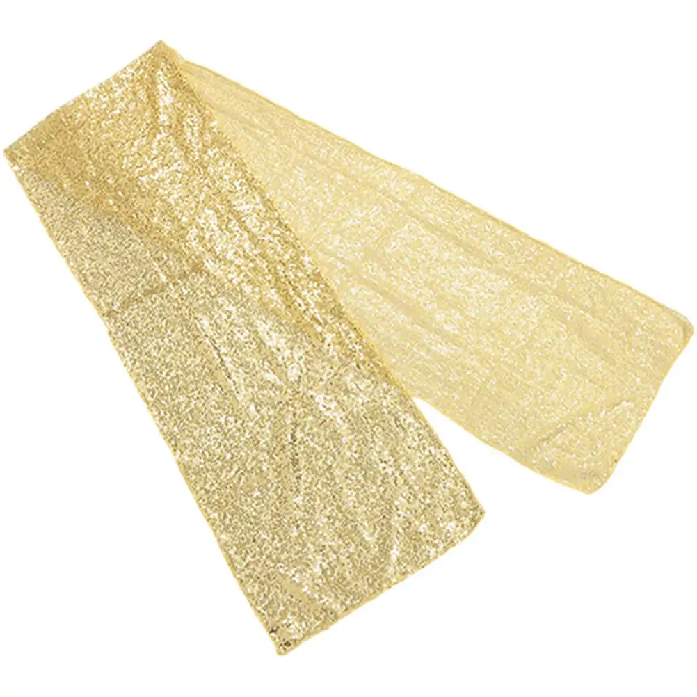 

Golden Tablecloth Sequins Polyester Decorative Wedding Party Table Runner Festive Birthday Coffee Shop Family Tablecloth