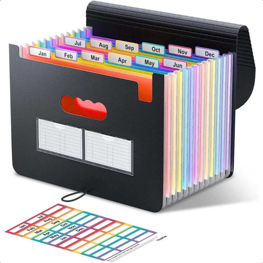 

Expanding File Folder 12 Pockets Accordion File Organizer Portable Expandable Plastic Filing Box Accordion Bill Paper Document