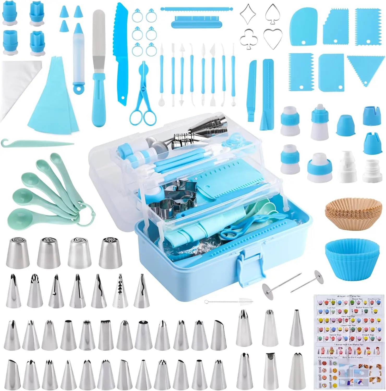 Cake Decorating Kit: Decorating Supplies Tools Kit 208 PCS Baking Accessories Include Piping Bags and Tips Set, Piping Tips Set