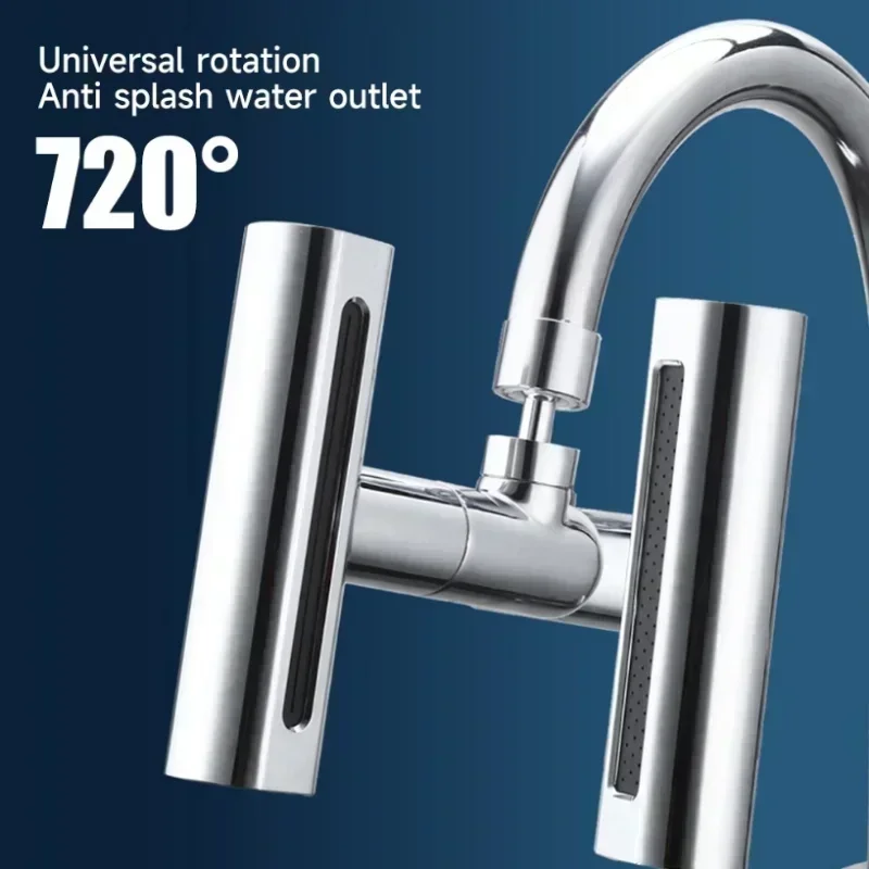 Real Waterfall Kitchen Faucet Extension Adapter 720° Swivel 4 Mode Multifunctional Waterfall Pressurized Bubbler Sprayer Tap Fit