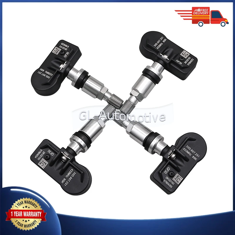 1/4 pièces 433MHZ 30D907251 capteur TPMS capteur de pression des pneus pour Volkswagen CC ID.3 ID.4 X Jetta Magotan Tiguan L Pro Passat