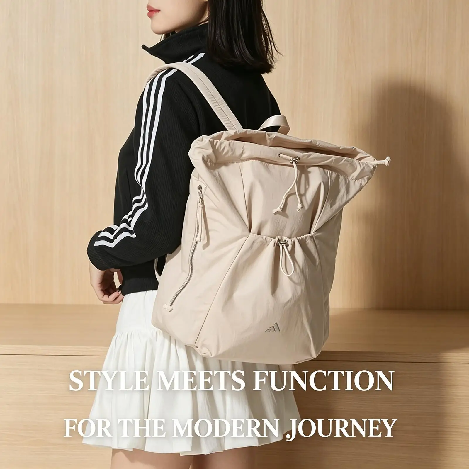 Adidas Women Versatile Sports Outdoor Commuting Fitness Travel Drawstring Backpack School Bag KC0230