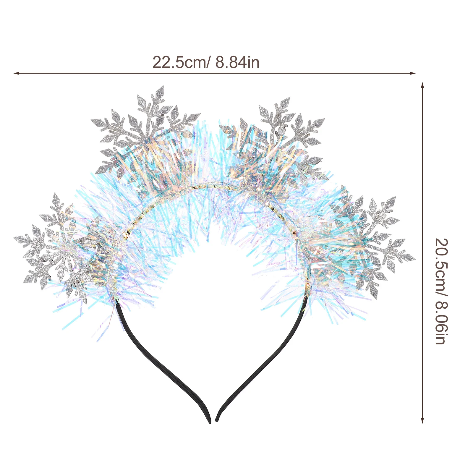 Diadema navideña con copos de nieve plateados, accesorios para el cabello con purpurina, diadema decorativa para fiesta para mujer a la moda