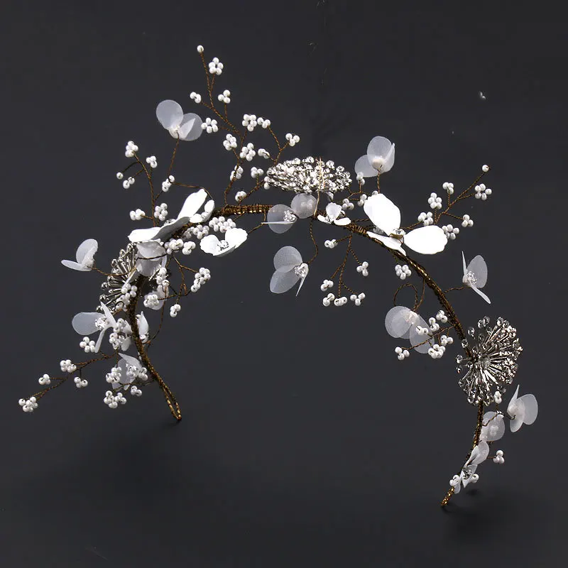 Handmade Crystal Pearl Bridal Tiaras Hairbands Bridesmaid  Hair Vine Accessories Wedding Jewelry Headwear