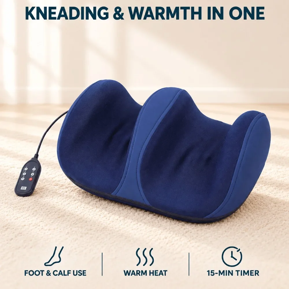 Electric Leg and Foot Massager, Heated Shiatsu Kneading Roller Machine, Deep Kneading Calf Muscle Relaxation for Home Office Use