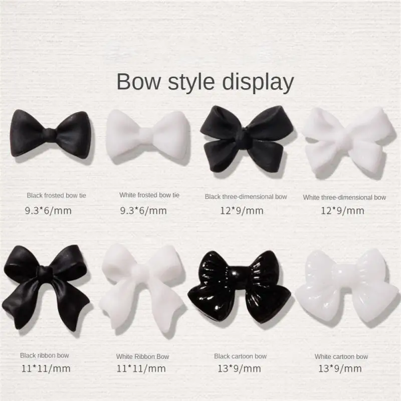 50g Bow Resin Nail Art Decoration Black Long Ribbon Bowknot Ornament Nail Charm Jewelry Design accessori Kawaii