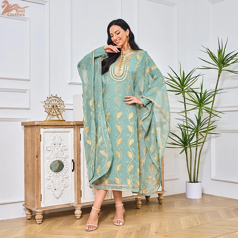 Abaya musulman brodé en or pour femmes, Caftan marocain, nouvelle Robe gilet, ensemble de 2 pièces, vêtements islamiques, Robe turque, Ramadan, 2025