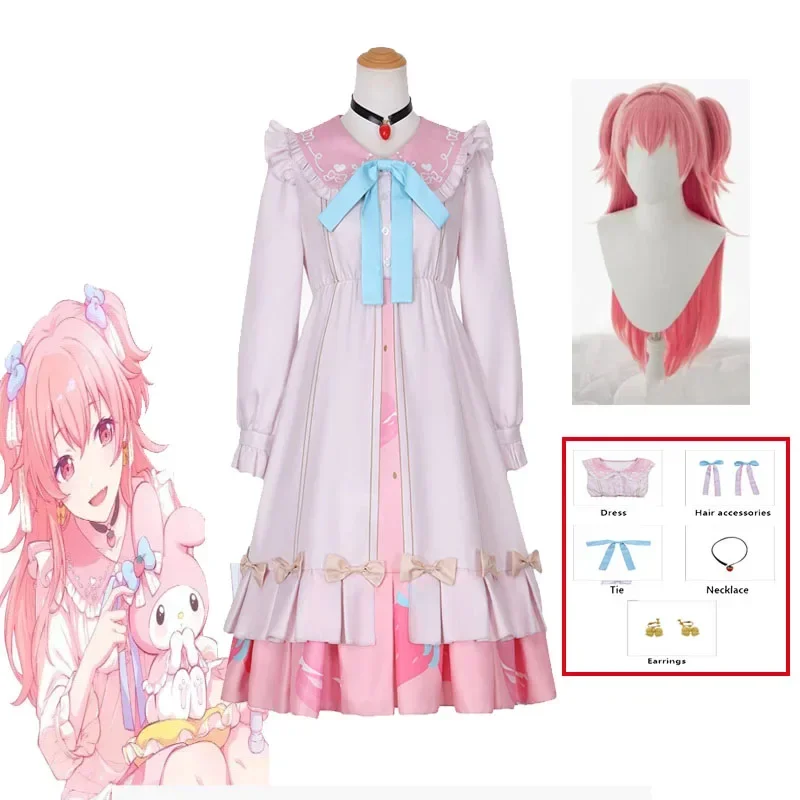 Momoi Airi Cos MORE JUMP Cosplay Project Sekai Colorful Stage Feat Costume Momoi Airi Pink Lolita Dress Halloween Suit Wig