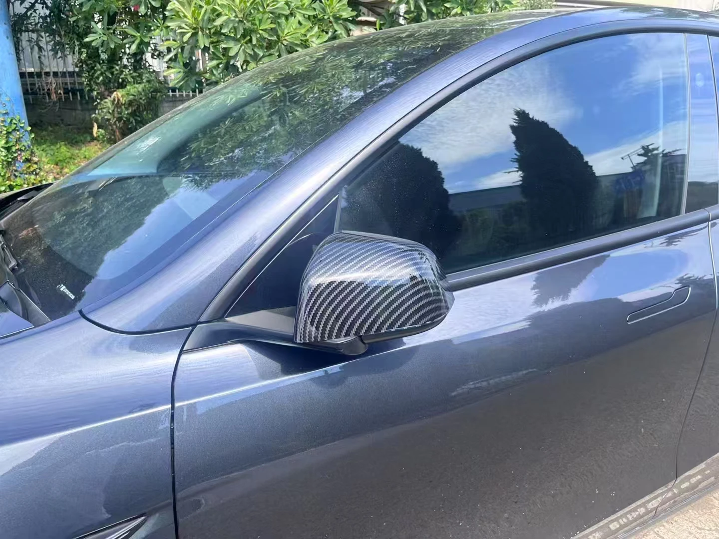 Glossy Black/Carbon Fiber Look Car Side Rearview Mirror Cover For Tesla Model Y Juniper 2025+ Long Range Performance Mirror Caps