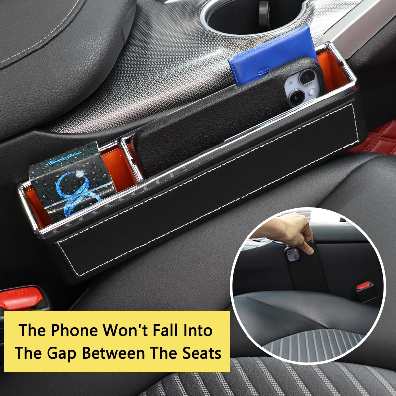 QHCP Car Seat Gap Storage Box Seat Slot Crevice Box Seat Seam Filler Phone Holder Organizer For Toyota Camry 18-24 Avalon 19-23