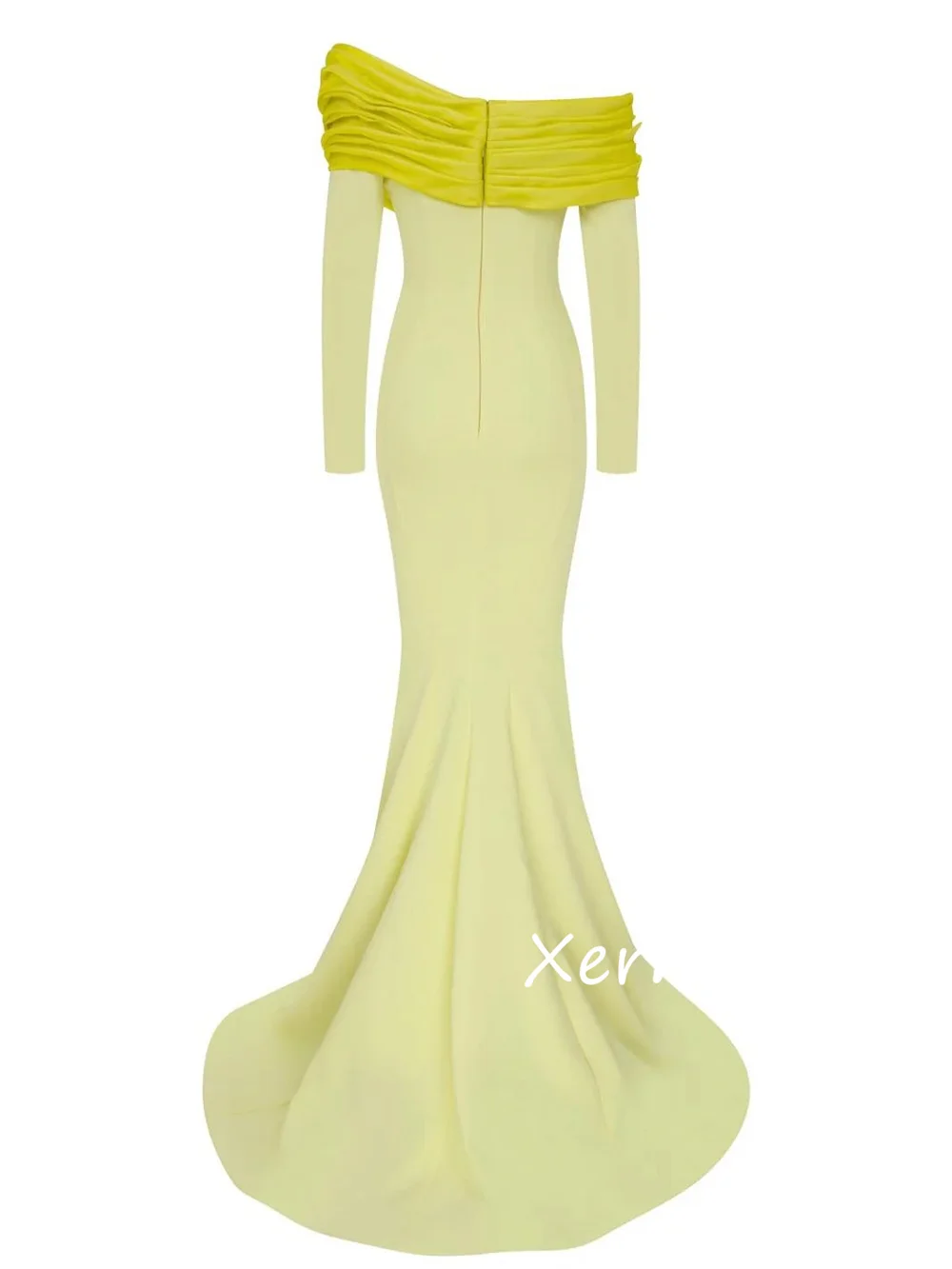 カスタマイズされたマッチングジャージープリーツトランペットオフショルダーロングドレスオーダーメイドの機会にふさわしい絶妙な中国風